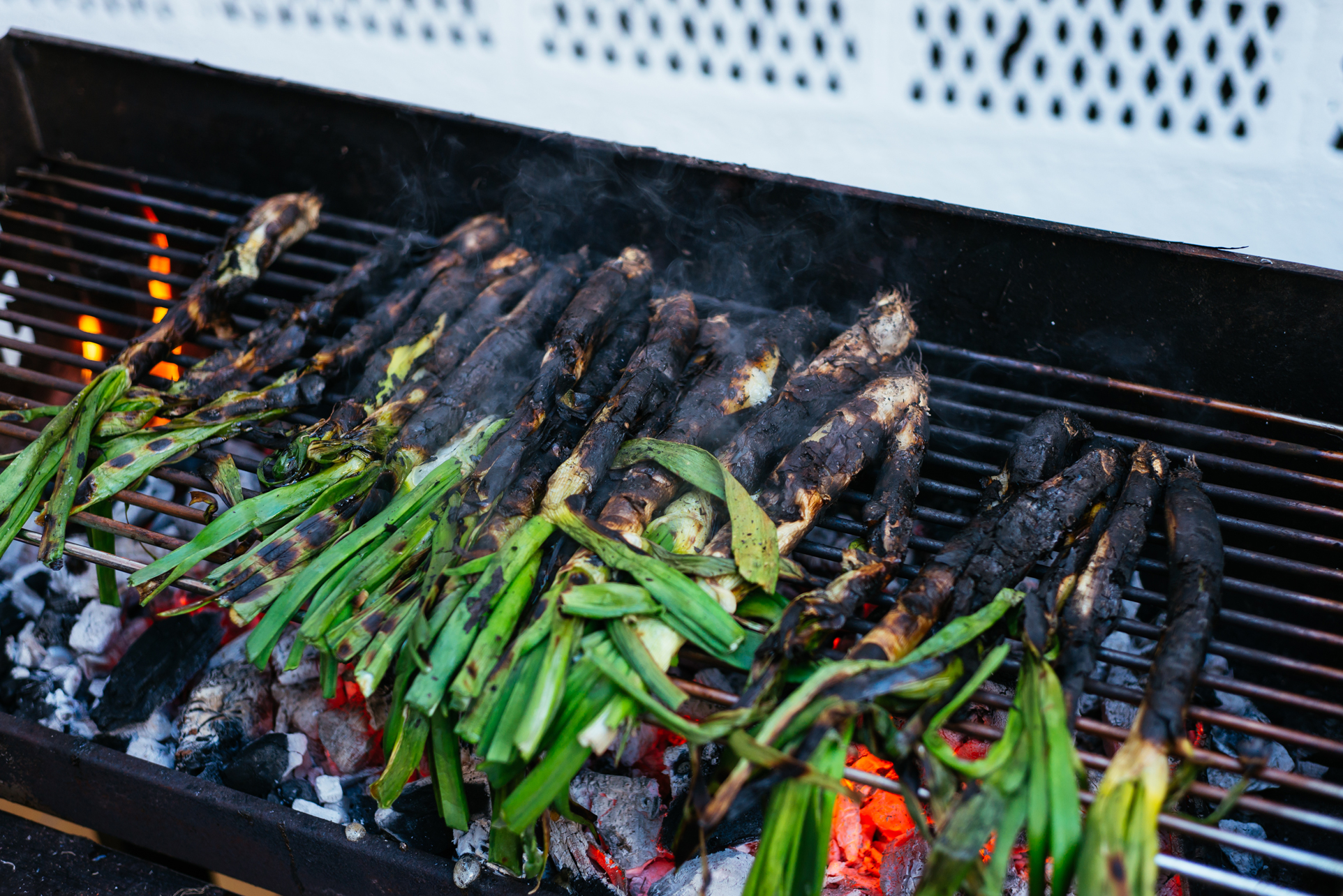 Calçots o calcots a la brasa
